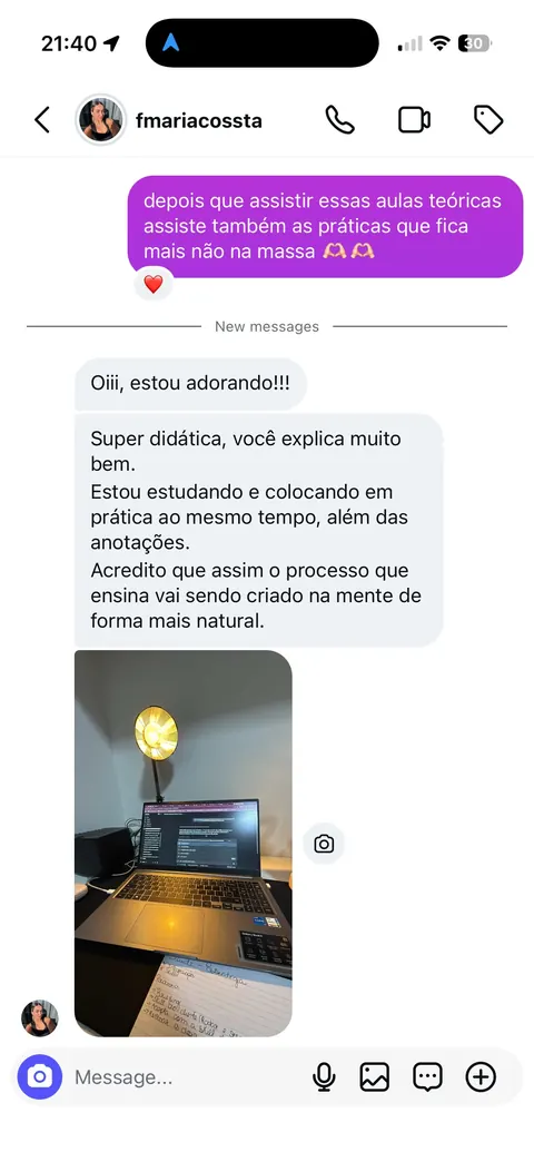 Depoimento de aluna